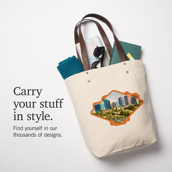 Phoenix, Arizona, Watercolor Study, Contour, Deluxe Tote Totes Lantern Press 