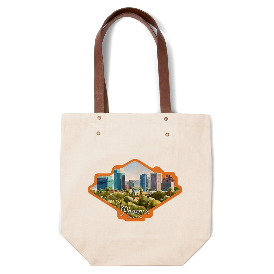 Phoenix, Arizona, Watercolor Study, Contour, Deluxe Tote Totes Lantern Press 