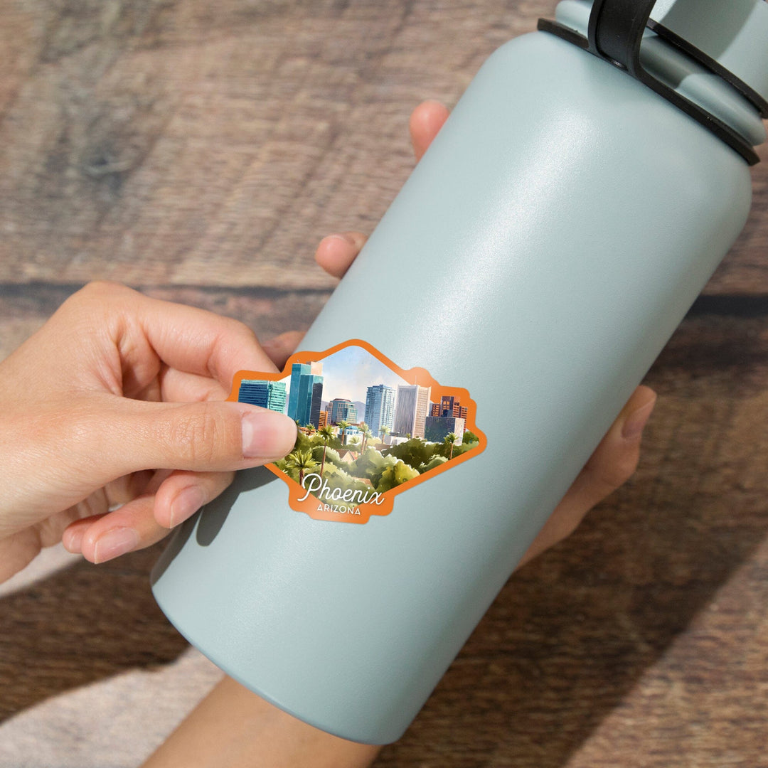 Phoenix, Arizona, Watercolor Study, Contour, Vinyl Sticker Sticker Lantern Press 
