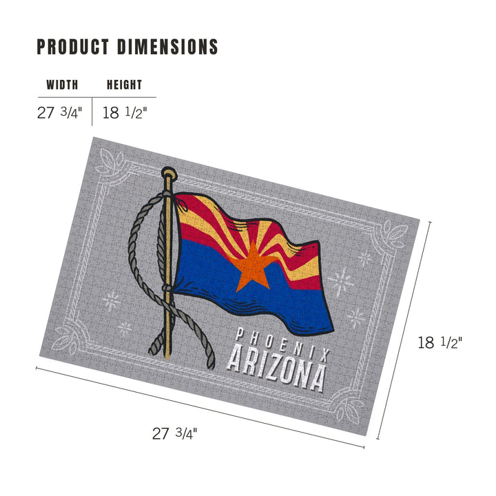 Phoenix, Arizona, Waving State Flag, State Series, Jigsaw Puzzle Puzzle Lantern Press 