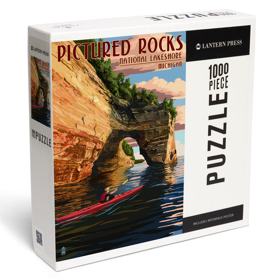 Pictured Rocks, Michigan, Kayaker, Jigsaw Puzzle Puzzle Lantern Press 