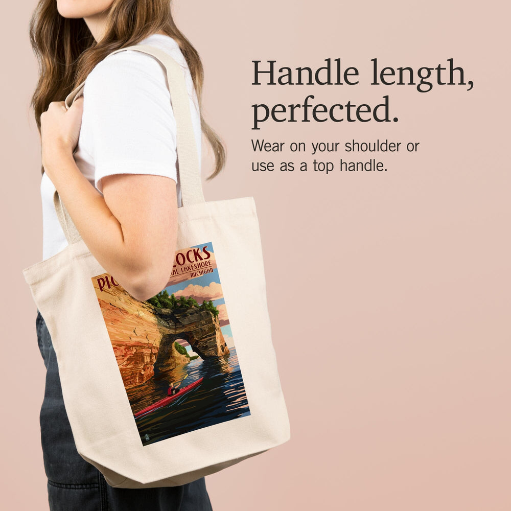 Pictured Rocks, Michigan, Kayaker, Tote Bag Totes Lantern Press 