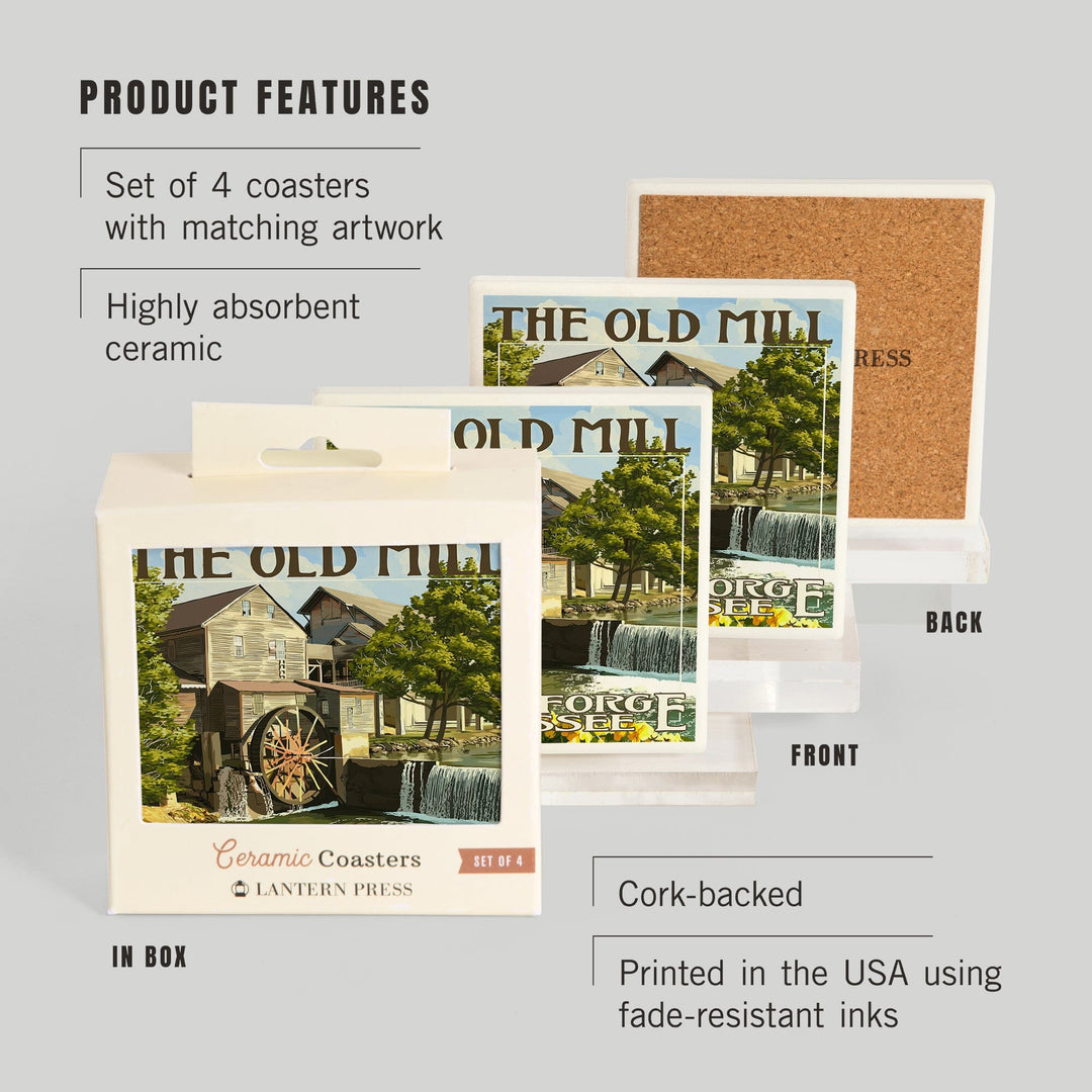 Pigeon Forge, Tennessee, The Old Mill, Coasters Coasters Lantern Press 