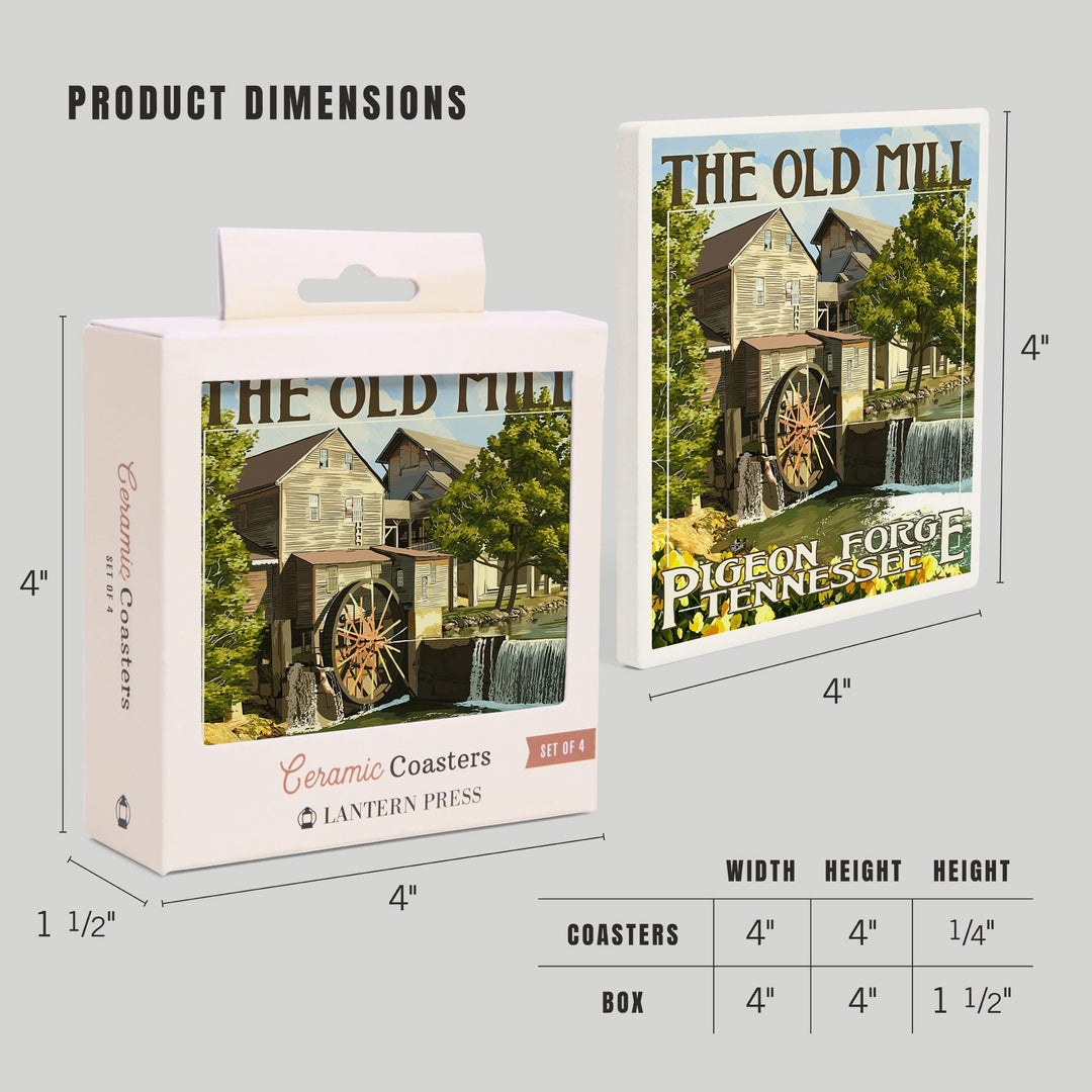Pigeon Forge, Tennessee, The Old Mill, Coasters Coasters Lantern Press 