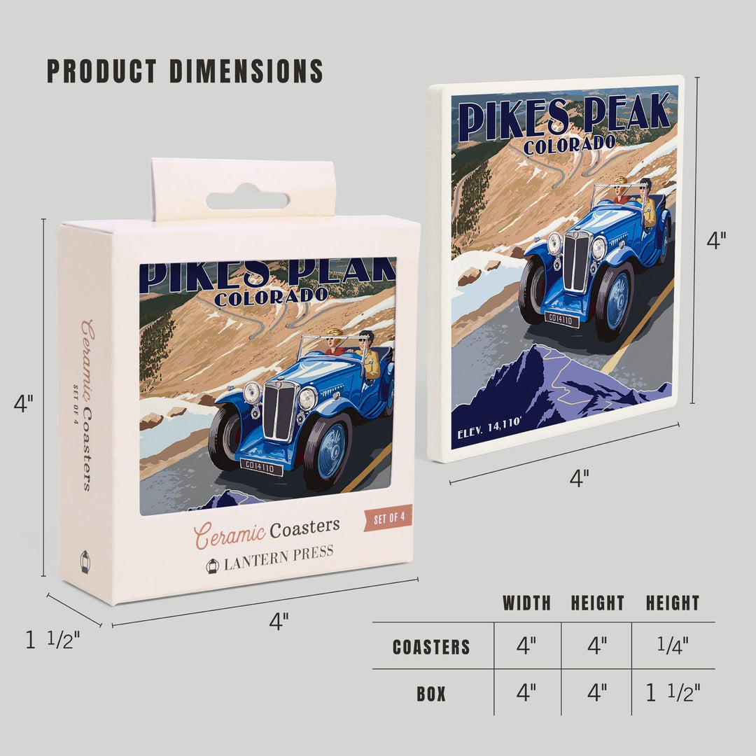 Pikes Peak, Colorado, Auto Road Scene, Coasters Coasters Lantern Press 