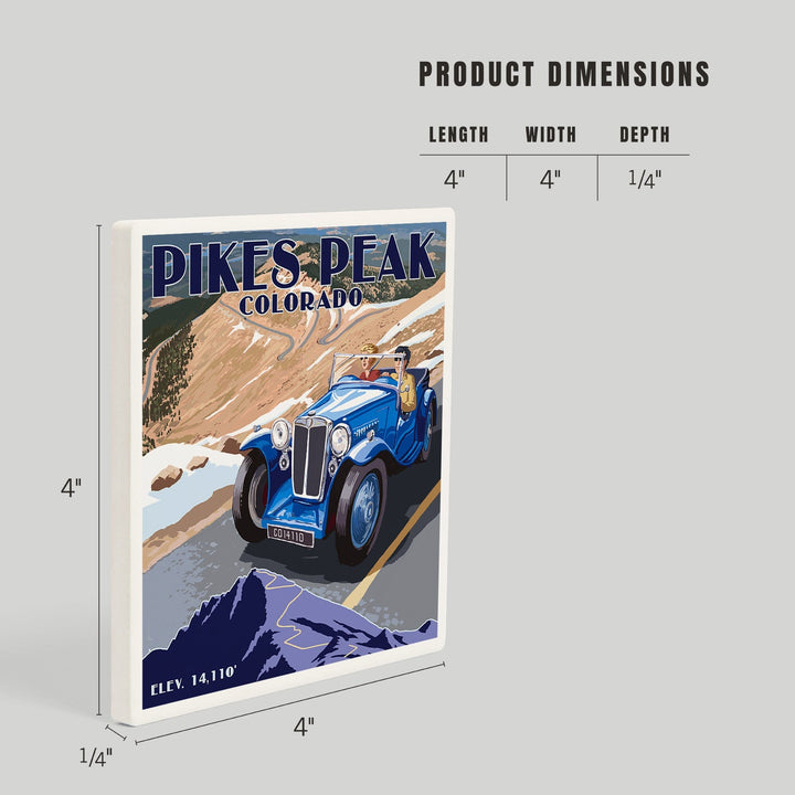 Pikes Peak, Colorado, Auto Road Scene, Coasters Coasters Lantern Press 