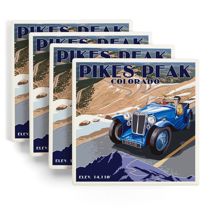Pikes Peak, Colorado, Auto Road Scene, Coasters Coasters Lantern Press 