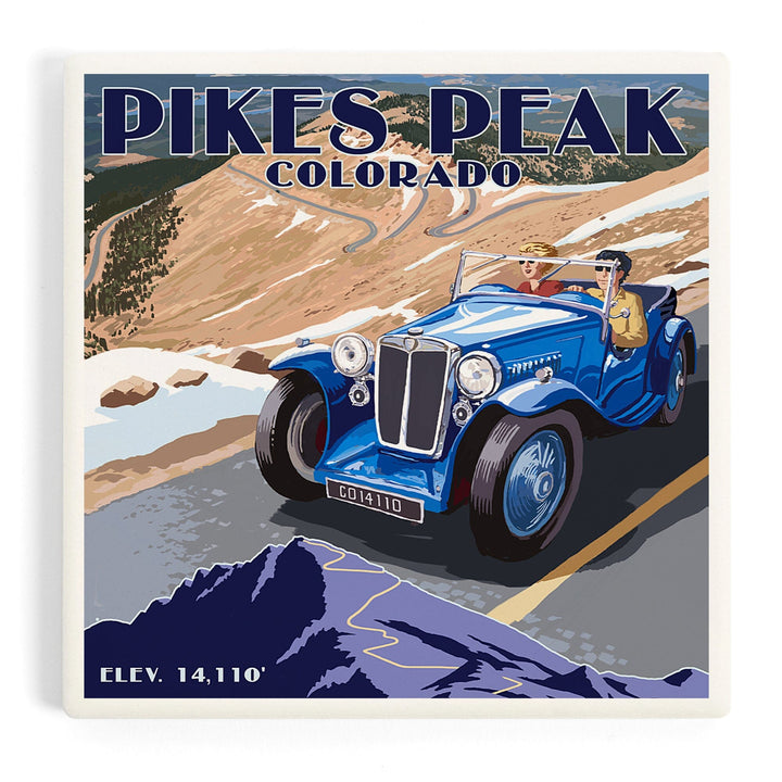 Pikes Peak, Colorado, Auto Road Scene, Coasters Coasters Lantern Press 