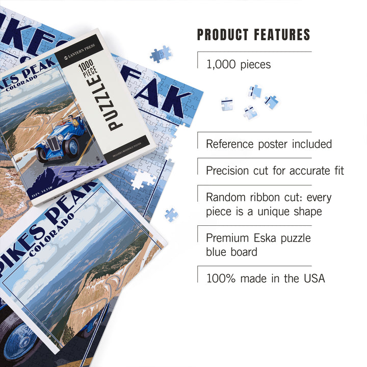 Pikes Peak, Colorado, Auto Road Scene, Jigsaw Puzzle Puzzle Lantern Press 