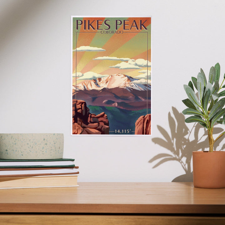 Pikes Peak, Colorado, Lithograph, Art & Giclee Prints Art Lantern Press 