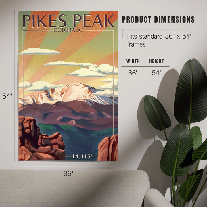 Pikes Peak, Colorado, Lithograph, Art & Giclee Prints Art Lantern Press 