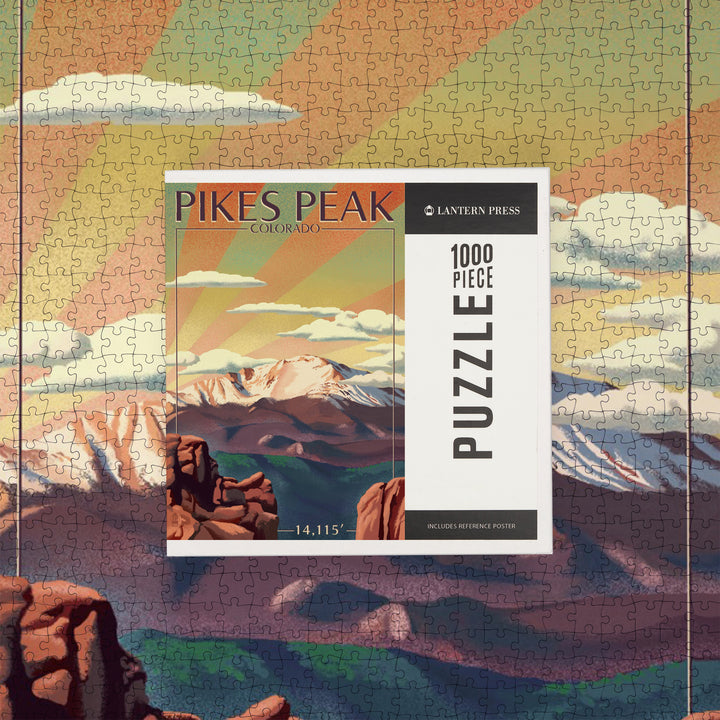 Pikes Peak, Colorado, Lithograph, Jigsaw Puzzle Puzzle Lantern Press 
