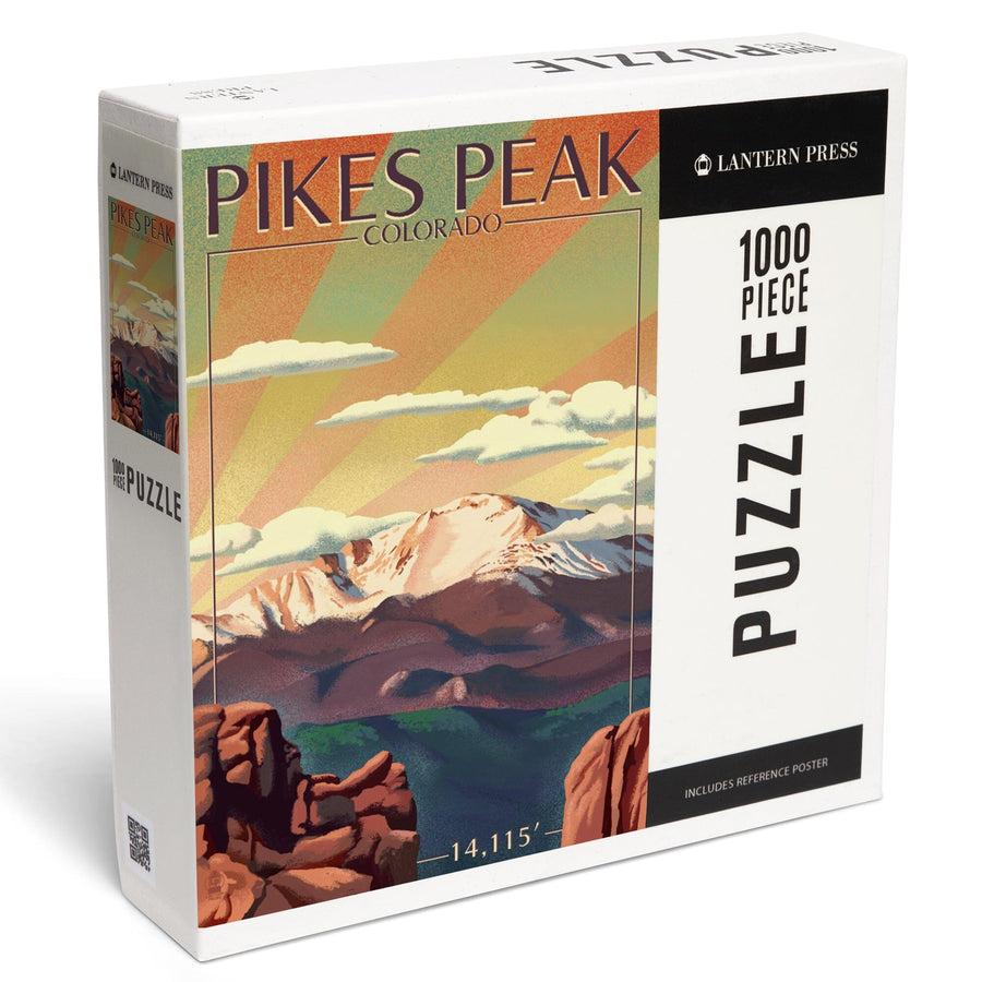 Pikes Peak, Colorado, Lithograph, Jigsaw Puzzle Puzzle Lantern Press 