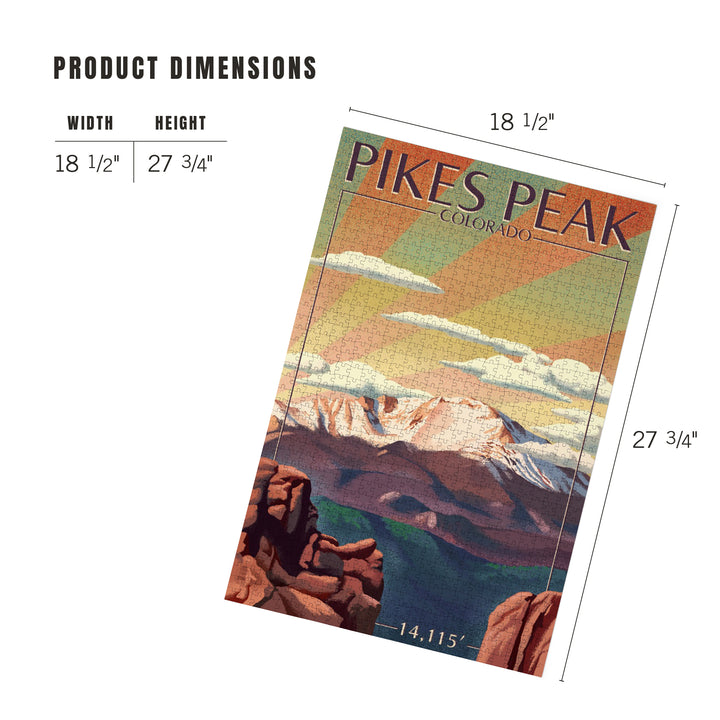 Pikes Peak, Colorado, Lithograph, Jigsaw Puzzle Puzzle Lantern Press 