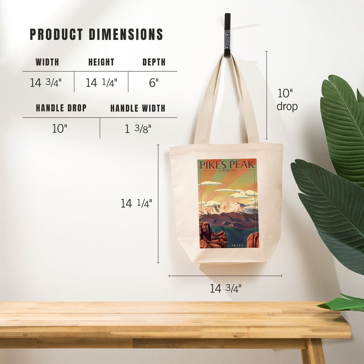 Pikes Peak, Colorado, Lithograph, Tote Bag Totes Lantern Press 