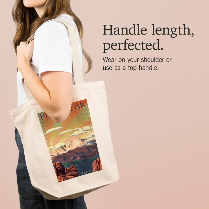 Pikes Peak, Colorado, Lithograph, Tote Bag Totes Lantern Press 