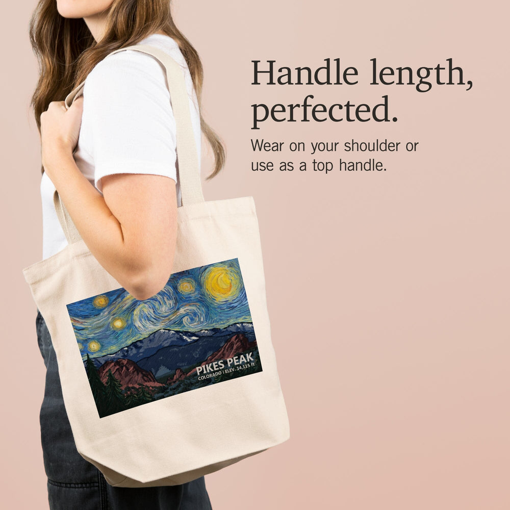 Pikes Peak, Colorado, Van Gogh Starry Night, Tote Bag Totes Lantern Press 