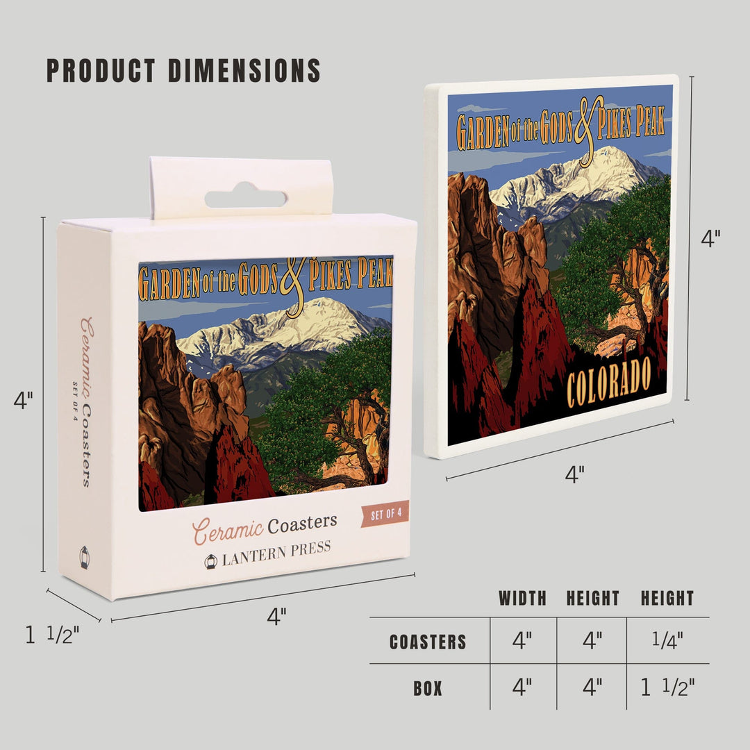 Pikes Peak from Garden of the Gods, Colorado, Coasters Coasters Lantern Press 