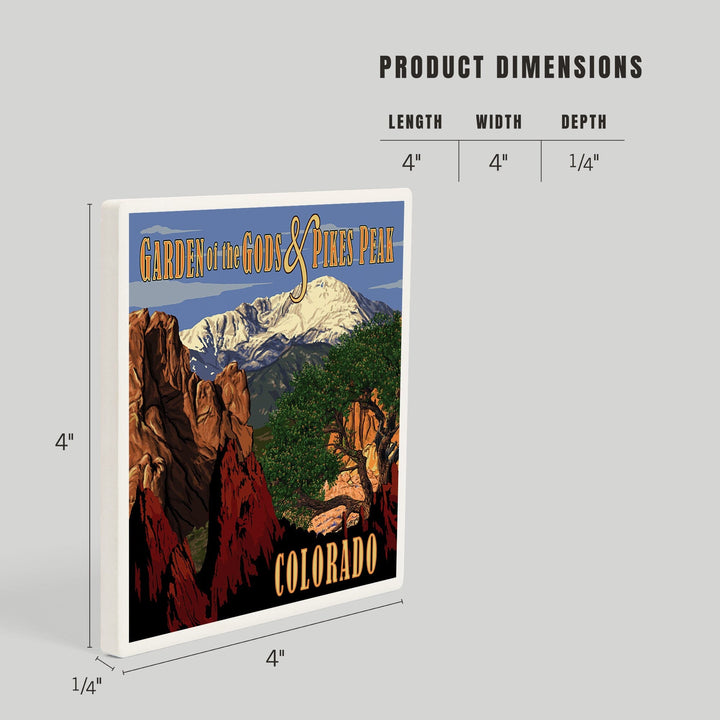 Pikes Peak from Garden of the Gods, Colorado, Coasters Coasters Lantern Press 