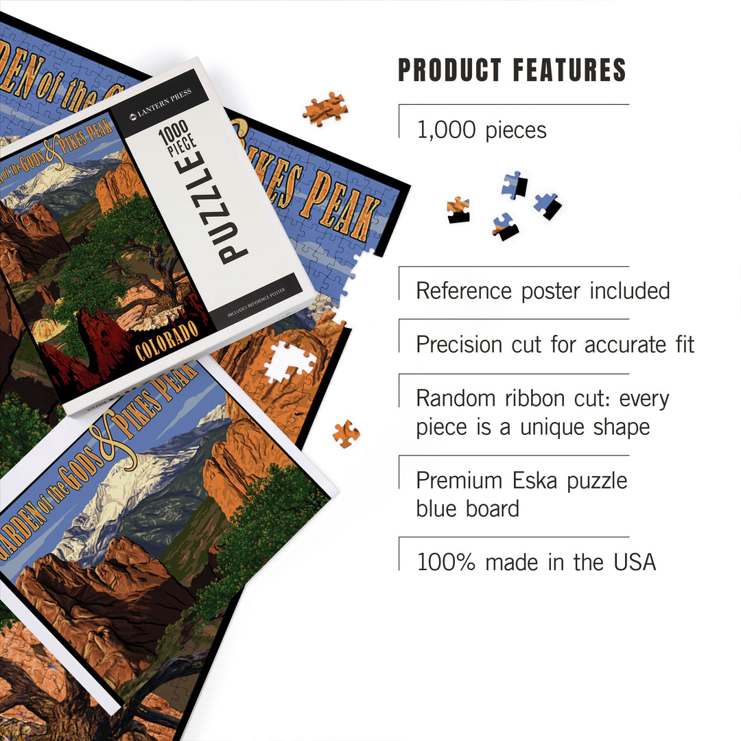 Pikes Peak from Garden of the Gods, Colorado, Jigsaw Puzzle Puzzle Lantern Press 