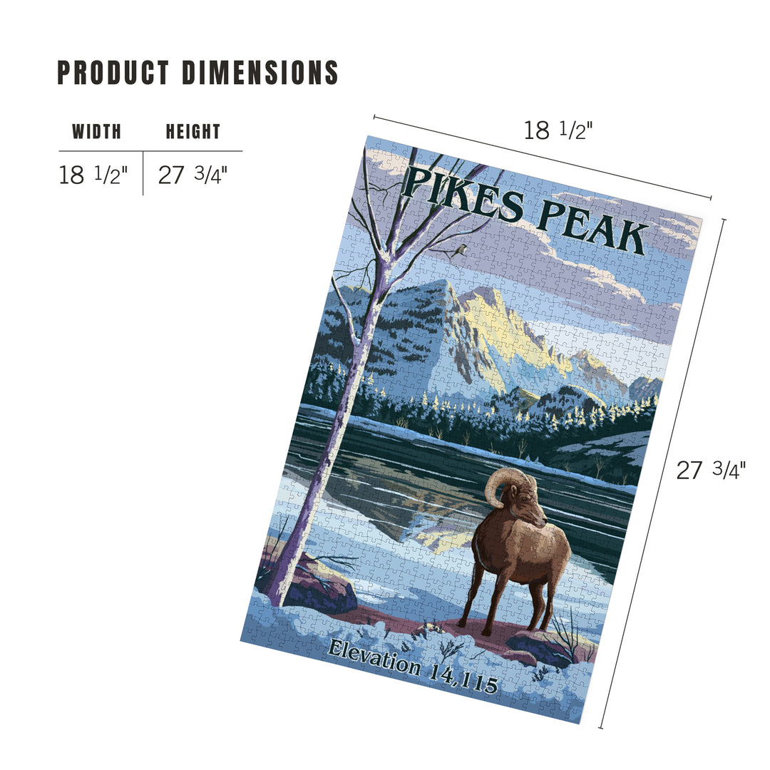 Pikes Peak National Park, Colorado, Winter at Pikes Peak, Painterly, Jigsaw Puzzle Puzzle Lantern Press 