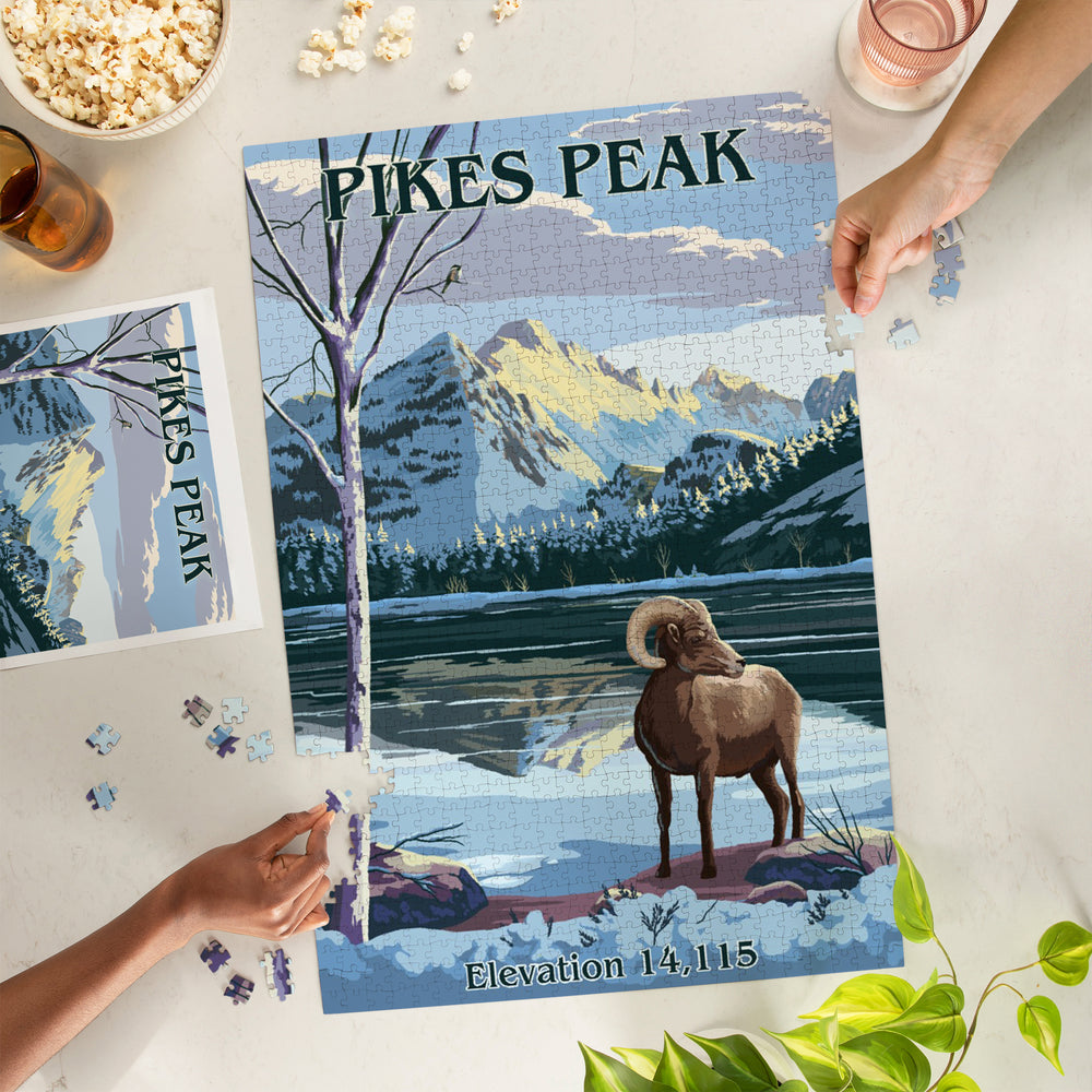 Pikes Peak National Park, Colorado, Winter at Pikes Peak, Painterly, Jigsaw Puzzle Puzzle Lantern Press 