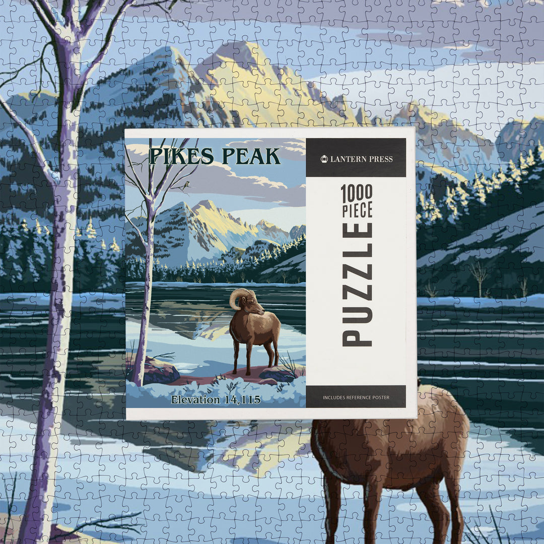 Pikes Peak National Park, Colorado, Winter at Pikes Peak, Painterly, Jigsaw Puzzle Puzzle Lantern Press 