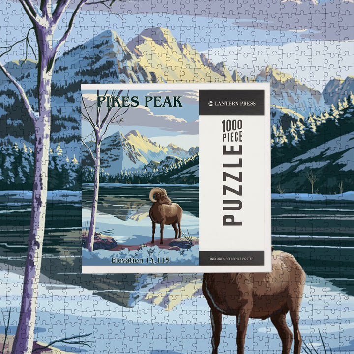 Pikes Peak National Park, Colorado, Winter at Pikes Peak, Painterly, Jigsaw Puzzle Puzzle Lantern Press 
