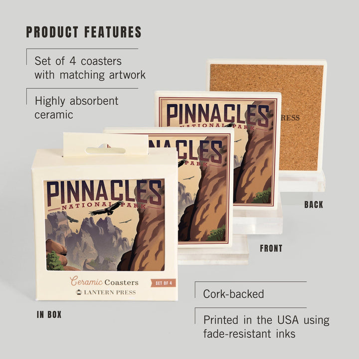 Pinnacles National Park, California, Lithograph, Coasters Coasters Lantern Press 