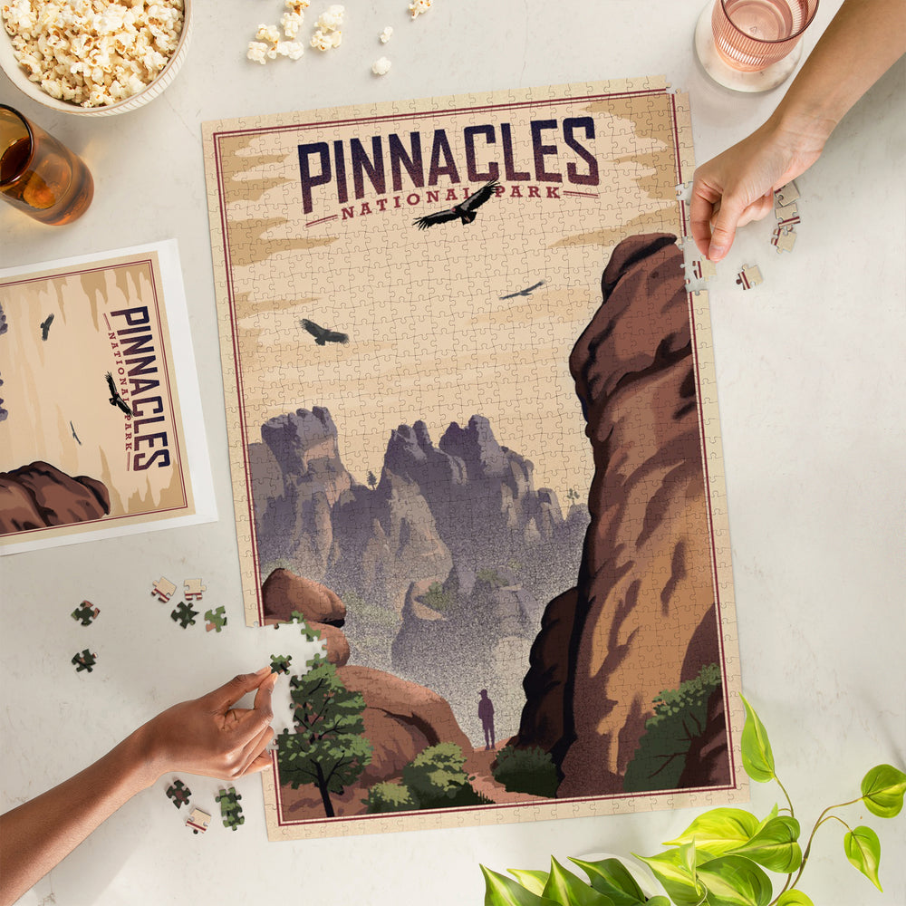 Pinnacles National Park, California, Lithograph, Jigsaw Puzzle Puzzle Lantern Press 