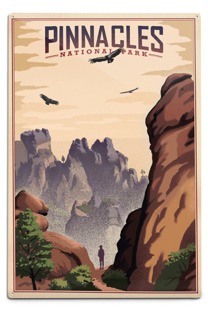 Pinnacles National Park, California, Lithograph, Metal Signs Metal Lantern Press 6 x 9 Metal Sign 