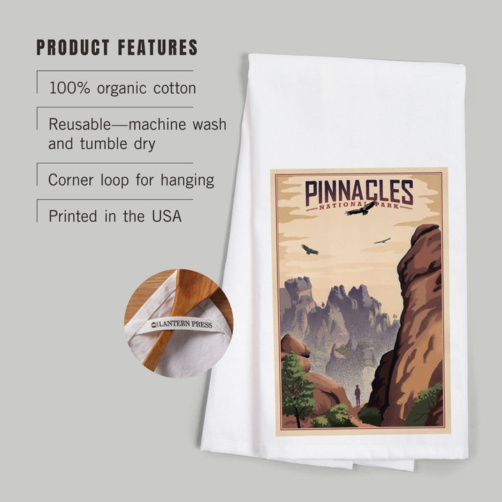 Pinnacles National Park, California, Lithograph, Organic Cotton Kitchen Tea Towels Kitchen Lantern Press 