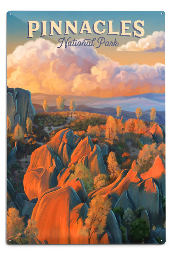 Pinnacles National Park, California, Oil Painting, Metal Signs Metal Lantern Press 12x18 Metal Sign 