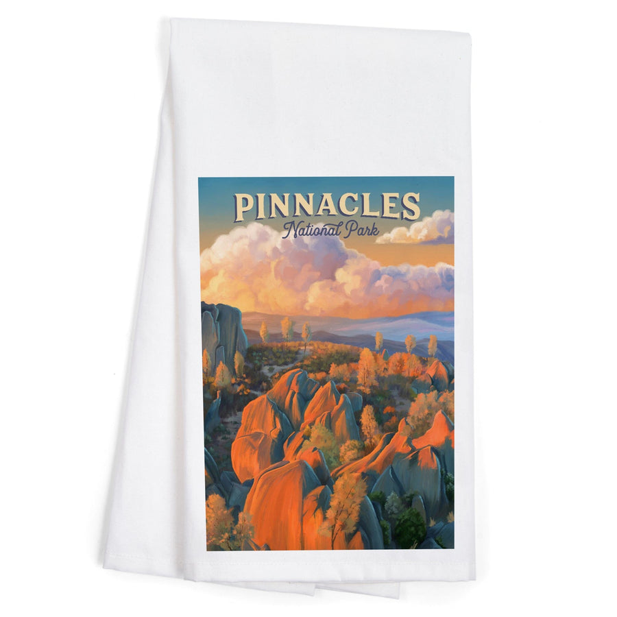 Pinnacles National Park, California, Oil Painting, Organic Cotton Kitchen Tea Towels Kitchen Lantern Press 