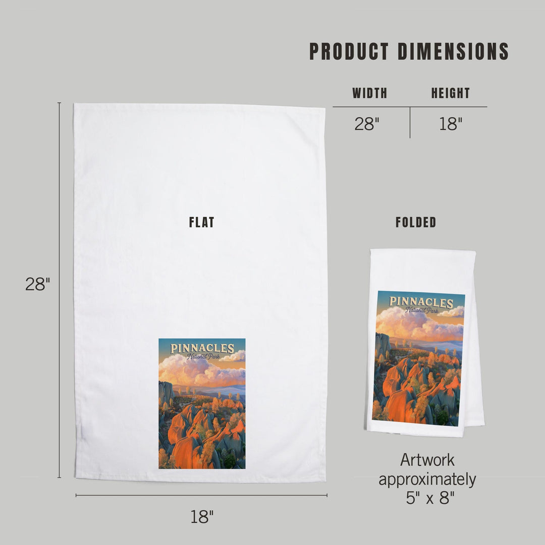 Pinnacles National Park, California, Oil Painting, Organic Cotton Kitchen Tea Towels Kitchen Lantern Press 