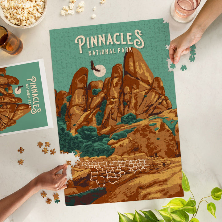 Pinnacles National Park, California, Painterly National Park Series, Jigsaw Puzzle Puzzle Lantern Press 