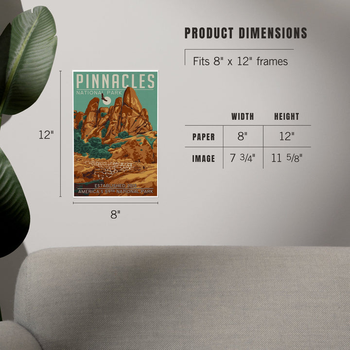 Pinnacles National Park, California, WPA Formations and Condor, Art & Giclee Prints Art Lantern Press 