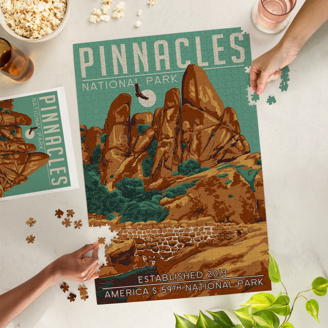 Pinnacles National Park, California, WPA Formations and Condor, Jigsaw Puzzle Puzzle Lantern Press 