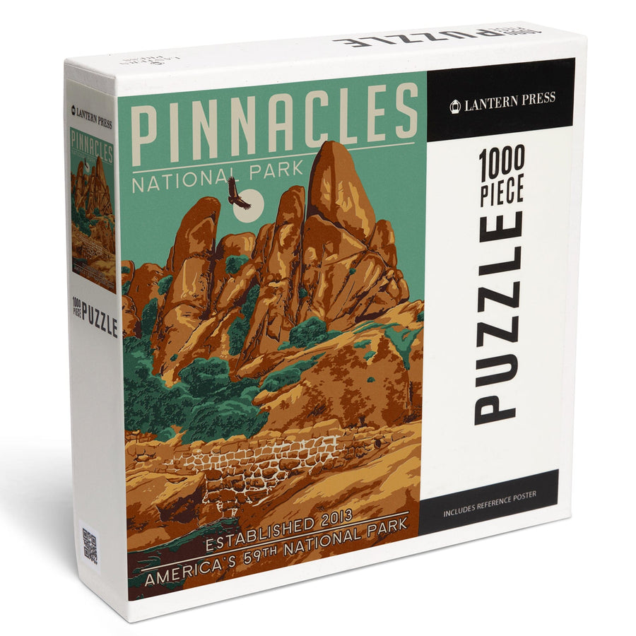 Pinnacles National Park, California, WPA Formations and Condor, Jigsaw Puzzle Puzzle Lantern Press 
