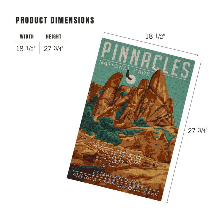 Pinnacles National Park, California, WPA Formations and Condor, Jigsaw Puzzle Puzzle Lantern Press 