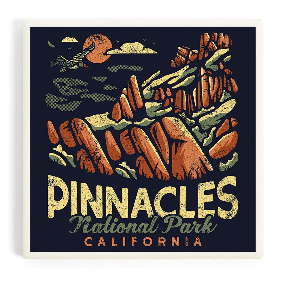 Pinnacles National Park, Distressed Vector, Coasters Coasters Lantern Press 