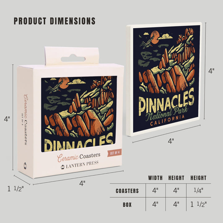 Pinnacles National Park, Distressed Vector, Coasters Coasters Lantern Press 