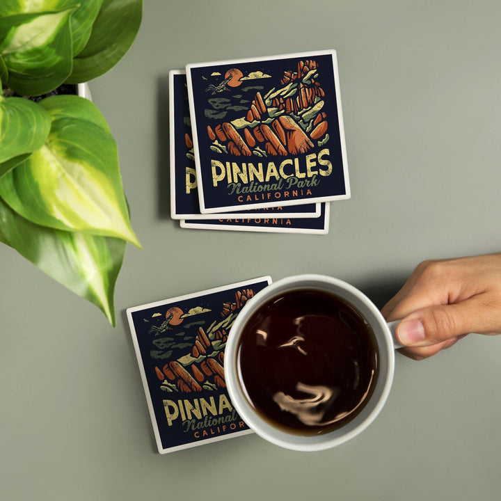 Pinnacles National Park, Distressed Vector, Coasters Coasters Lantern Press 
