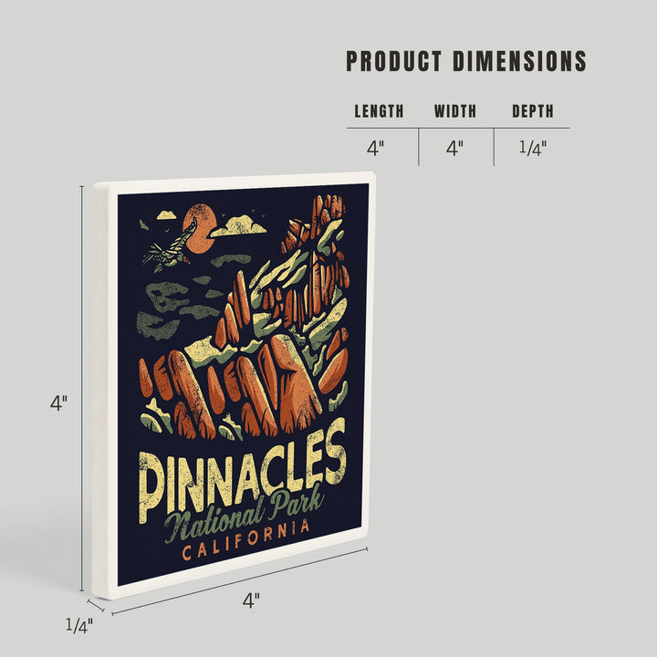 Pinnacles National Park, Distressed Vector, Coasters Coasters Lantern Press 