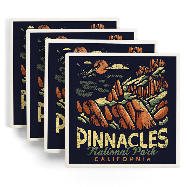Pinnacles National Park, Distressed Vector, Coasters Coasters Lantern Press 