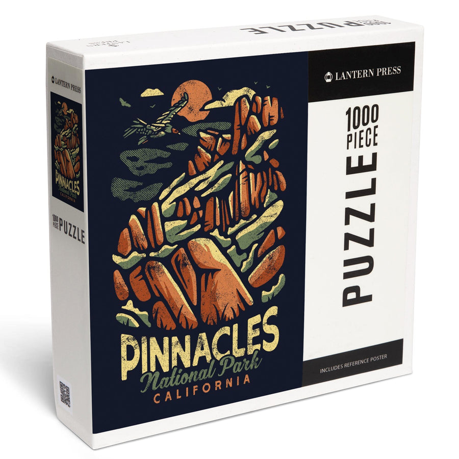 Pinnacles National Park, Distressed Vector, Jigsaw Puzzle Puzzle Lantern Press 