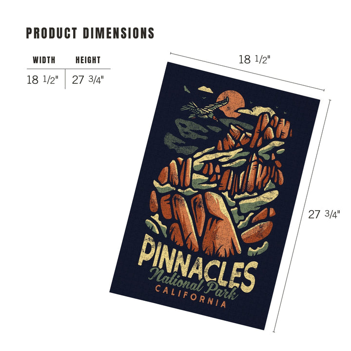 Pinnacles National Park, Distressed Vector, Jigsaw Puzzle Puzzle Lantern Press 