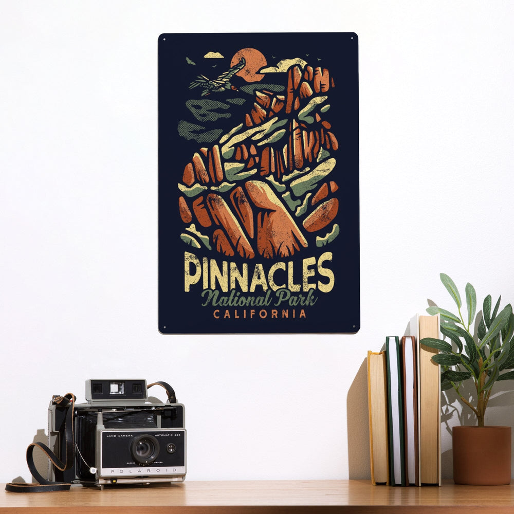 Pinnacles National Park, Distressed Vector, Metal Signs Metal Lantern Press 