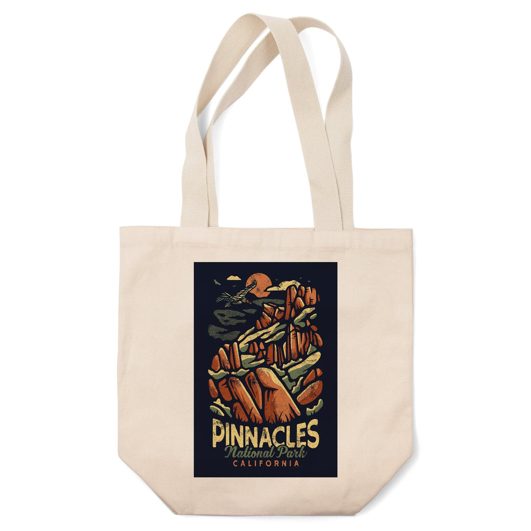 Pinnacles National Park, Distressed Vector, Tote Bag Totes Lantern Press 