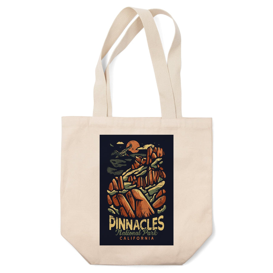 Pinnacles National Park, Distressed Vector, Tote Bag Totes Lantern Press 